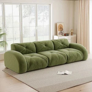 3-zits modulaire bank van chenillestof, 281x95x76cm, Groen 3-zits modulaire bank van chenillestof, 281x95x76cm, Groen