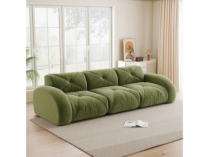 3-zits modulaire bank van chenillestof, 281x95x76cm, Groen