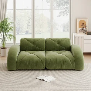 2-zits modulaire bank van chenillestof, 204x95x76cm, Groen