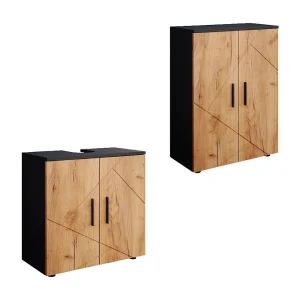 Badkamermeubelset eik goud/antraciet 60x30x81 irma Badkamermeubelset eik goud/antraciet 60x30x81 irma