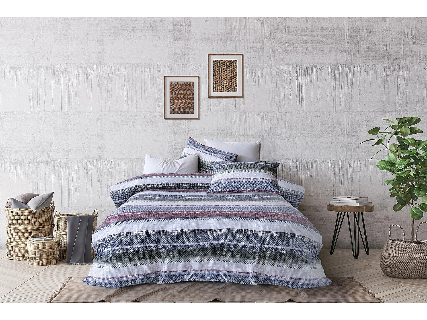 2 persoons beddengoed 240x220 cm+2 kussenslopen 65x65 cm in katoen