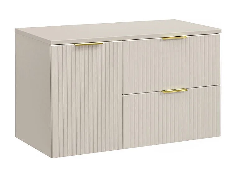 Badkamerset NOXERA 100 cm – Congo Bruin – blad voor wastafel + 2 laden + 1 wasmand