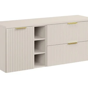Badkamerset NOXERA 140 cm – Congo bruin – blad voor wastafel + 4 lades + 2 nissen