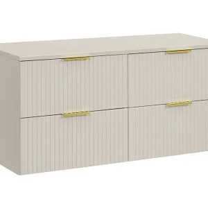 Badkamerset NOXERA 120 cm – Congo Bruin – Meubel met 4 laden + blad voor wastafel
