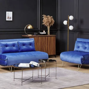 Bankenset VESTFOLD Fluweel Marineblauw 3-zitter