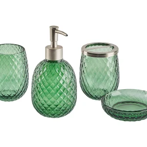 Badkamerset set van 4 glas groen CANOA Badkamerset set van 4 glas groen CANOA