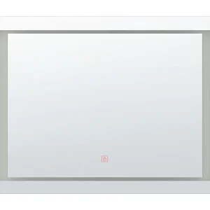 Badkamerspiegel met LED zilver 80 x 60 cm EYRE Badkamerspiegel met LED zilver 80 x 60 cm EYRE