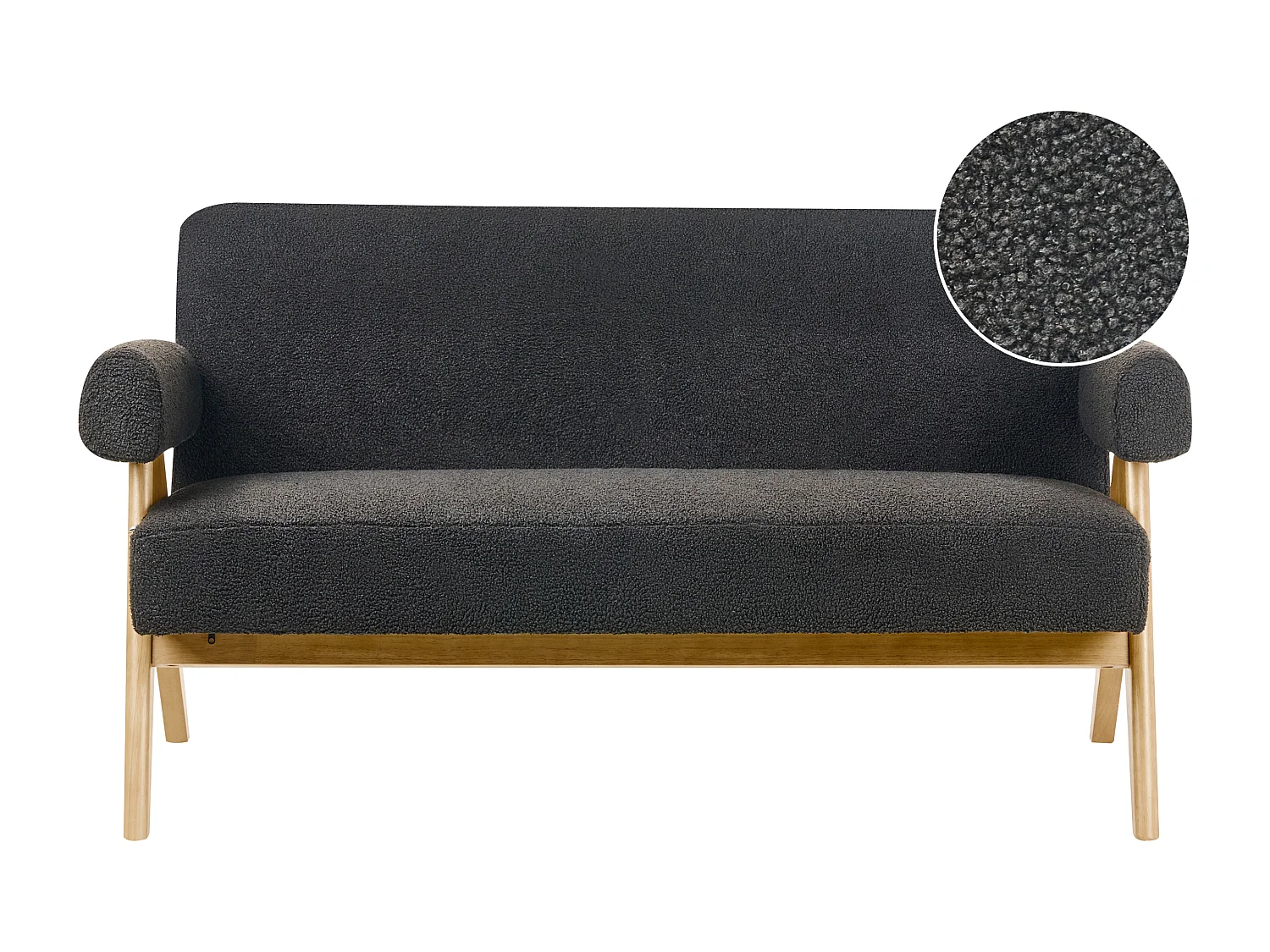 Bank TAMRE Bouclé Zwart/Lichtbruin 2-zitter