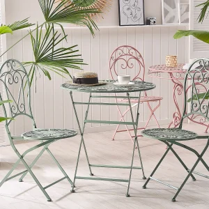 Set van 2 tuinstoelen TRENTO Metaal Lichtgroen Set van 2 tuinstoelen TRENTO Metaal Lichtgroen