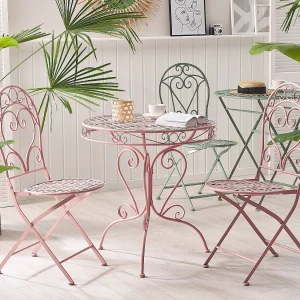 Set van 2 tuinstoelen ALBINIA Metaal Roze Set van 2 tuinstoelen ALBINIA Metaal Roze
