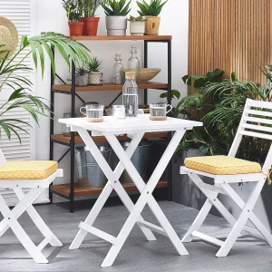 Bistroset met kussens Inklapbaar FIJI Hout Wit Bistroset met kussens Inklapbaar FIJI Hout Wit