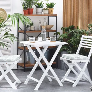Bistroset met kussens Inklapbaar FIJI Hout Wit Bistroset met kussens Inklapbaar FIJI Hout Wit