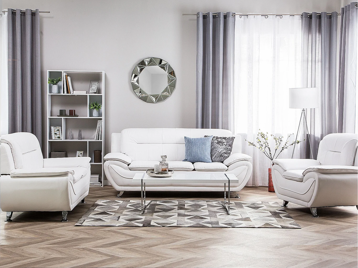 Bankenset LEIRA Kunstleer Wit 6-zitter