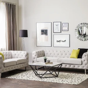 Bankenset VISSLAND Stof Lichtbeige 5-zitter