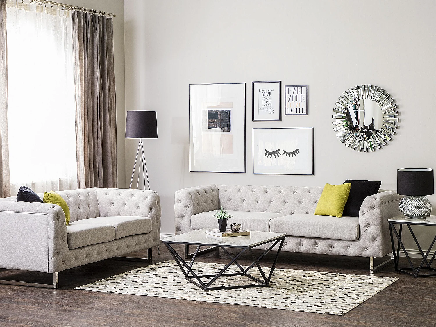 Bankenset VISSLAND Stof Lichtbeige 5-zitter