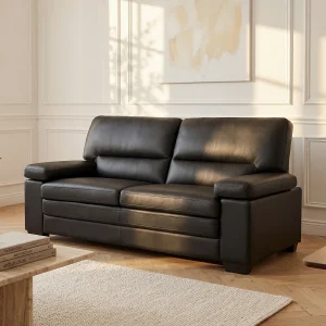 Driezitsbank van buffelleer MIMAS – Kleur: zwart Driezitsbank van buffelleer MIMAS – Kleur: zwart