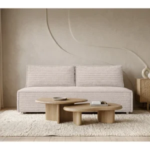Bank met slaapfunctie en bedkast, slaapbank DUO Poso stof – veel kleuren Beige