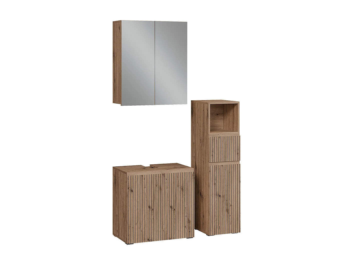 3-delige badkamermeubelset ambachtelijk 60x35x58 takumi