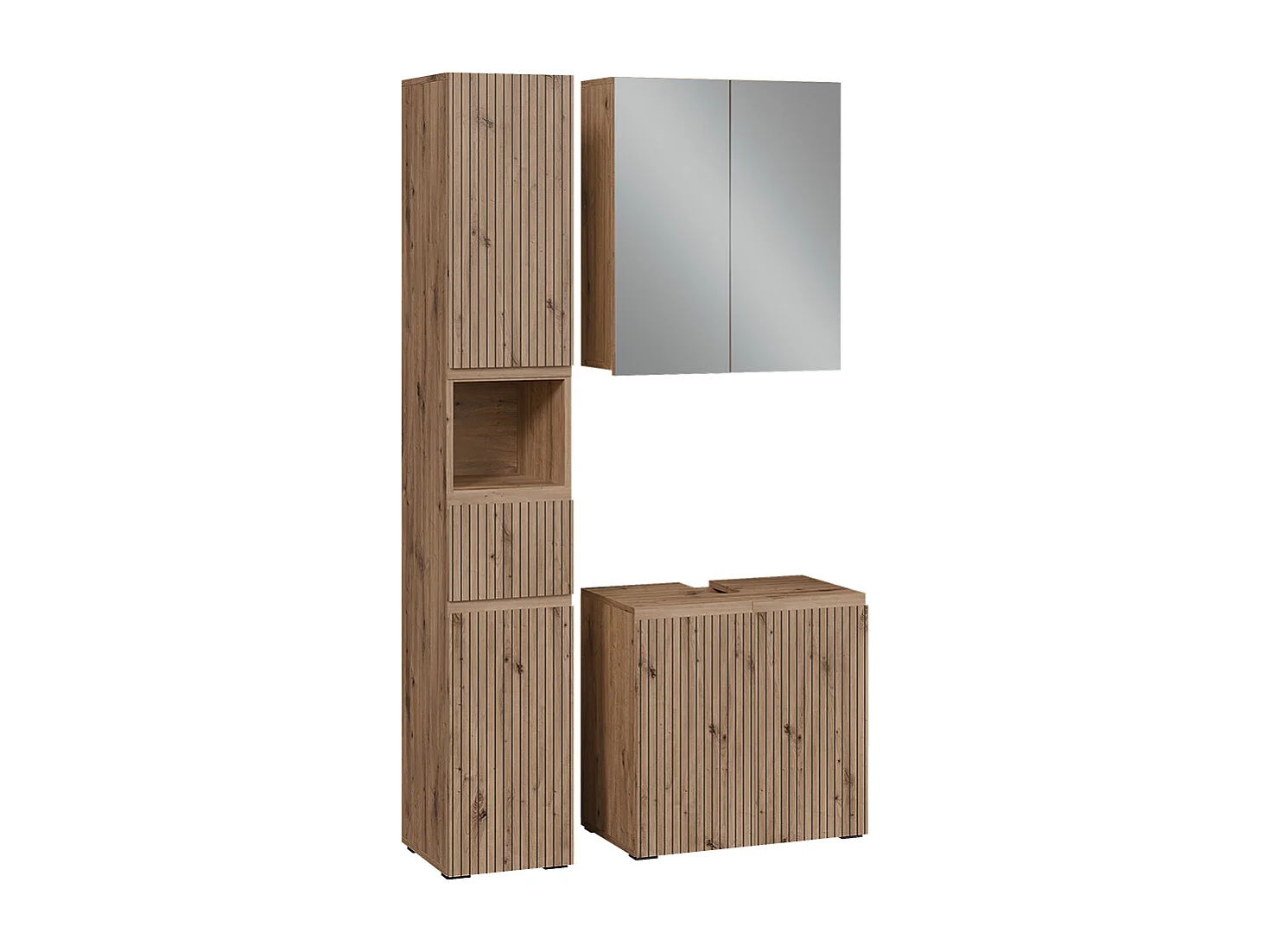 3-delige badkamermeubelset ambachtelijk 60x35x58 takumi