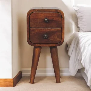 Artisan Furniture Extra mini gebogen nachtkastje van massief kastanjehout