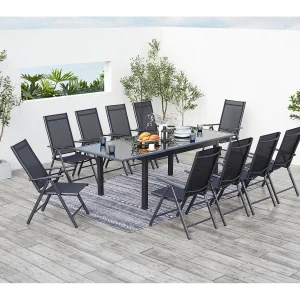 Aluminium tuinset in grijs voor 10 personen RAVENNE Aluminium tuinset in grijs voor 10 personen RAVENNE