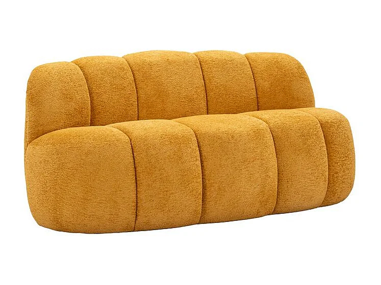 Ball 2-zitsbank, mosterdgeel, modern en levendig design.
