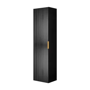 Badkamerkast, matzwart, gouden handgreep, 35 x 136 x 27 cm
