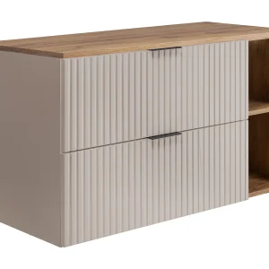 Badkamermeubel, Kasjmier/Eiken Craft + zwart handvat, 100 x 57 x 46 cm