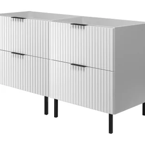 Badkamermeubel, Wit + zwarte handgreep, 120 x 77 x 46 cm Badkamermeubel, Wit + zwarte handgreep, 120 x 77 x 46 cm