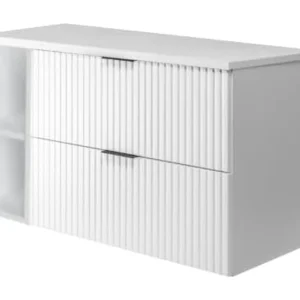 Badkamermeubel, Wit + zwarte handgreep, 100 x 57 x 46 cm Badkamermeubel, Wit + zwarte handgreep, 100 x 57 x 46 cm