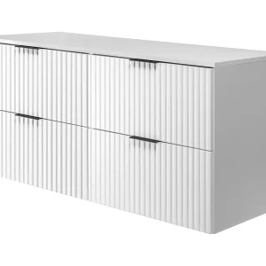 Badkamermeubel, Wit + zwarte handgreep, 120 x 57 x 46 cm Badkamermeubel, Wit + zwarte handgreep, 120 x 57 x 46 cm