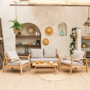 Acacia tuinmeubelset GILI 4 zits – zandkussens