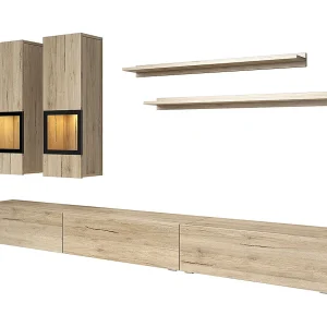5-delige TV-wand met LED Sloan Wood 5-delige TV-wand met LED Sloan Wood