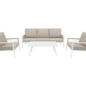 Aluminium 4-Delige Loungeset | Tuinbank Tafel Stoelen | Wit | Tuin/Buiten Aluminium 4-Delige Loungeset | Tuinbank Tafel Stoelen | Wit | Tuin/Buiten