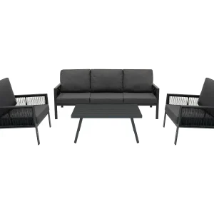 Aluminium 4-Delige Loungeset | Tuinbank Tafel Stoelen | Grijs | Tuin / Buiten Aluminium 4-Delige Loungeset | Tuinbank Tafel Stoelen | Grijs | Tuin / Buiten