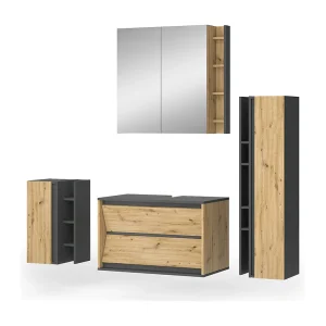 Badmöbel-Set anthrazit/artisan 80x45x50 edelin Badmöbel-Set anthrazit/artisan 80x45x50 edelin