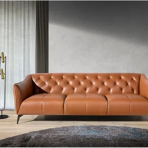 3-zitsbank bekleed in bruin rundleder 6169 ANGEL CERDA