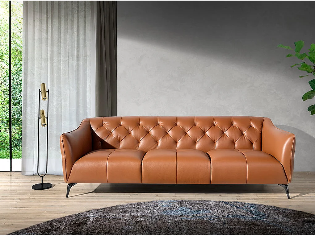3-zitsbank bekleed in bruin rundleder 6169 ANGEL CERDA