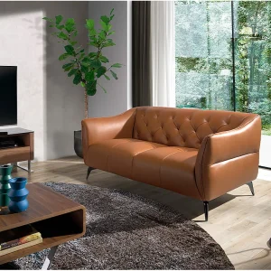 2-zitsbank bekleed in bruin rundleder met capitonné bekleding 6168 ANGEL CERDA