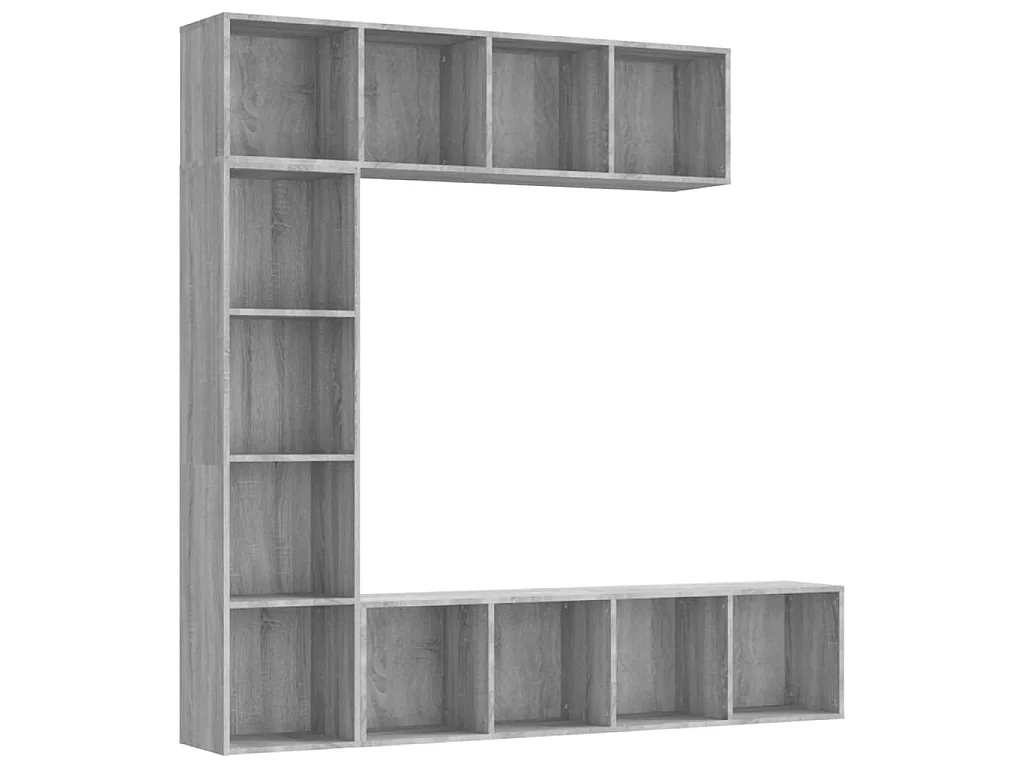 3-delige boekenkast- / tv-meubelset 180x30x180 cm grijs sonoma