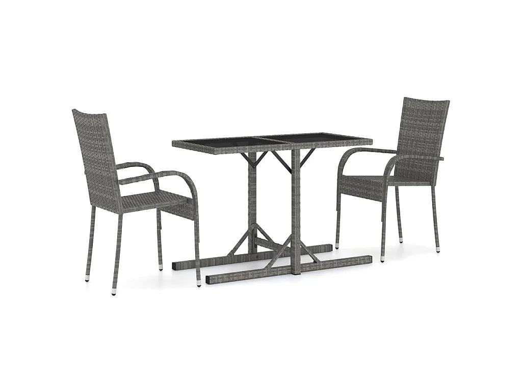 3-delige Tuinset grijs