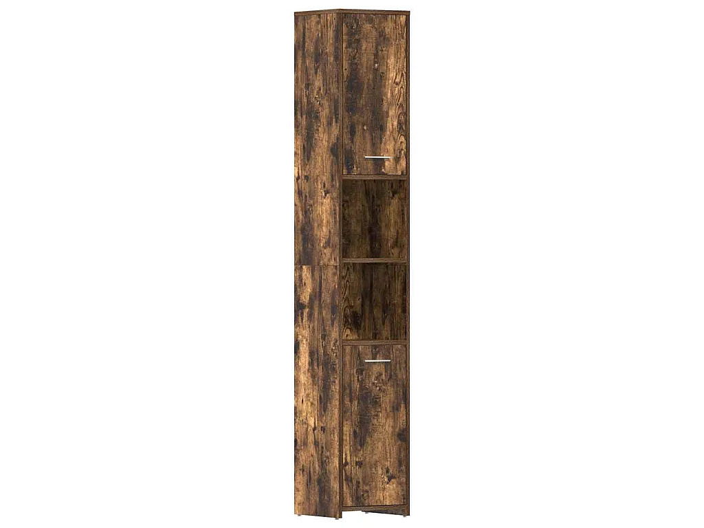Badkamerkast 30x30x183,5 cm bewerkt hout gerookt eikenkleurig