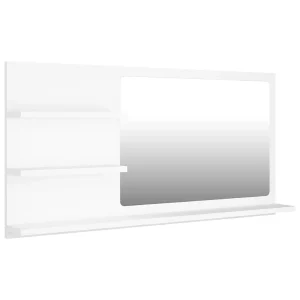 Badkamerspiegel 90×10,5×45 cm bewerkt hout wit Badkamerspiegel 90×10,5×45 cm bewerkt hout wit