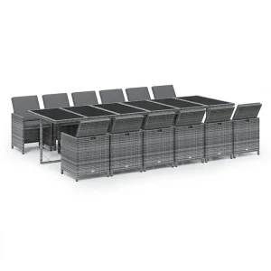 13-delige Tuinset met kussens poly rattan grijs 13-delige Tuinset met kussens poly rattan grijs