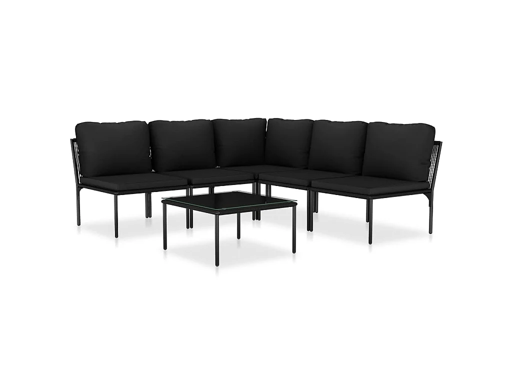 6-delige Loungeset met kussens PVC zwart