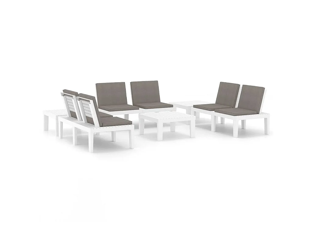 6-delige Loungeset met kussens kunststof wit