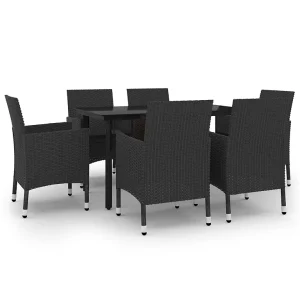 7-delige Tuinset met kussens poly rattan en glas 7-delige Tuinset met kussens poly rattan en glas