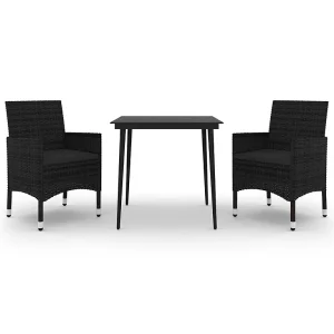 3-delige Tuinset met kussens poly rattan en glas 3-delige Tuinset met kussens poly rattan en glas