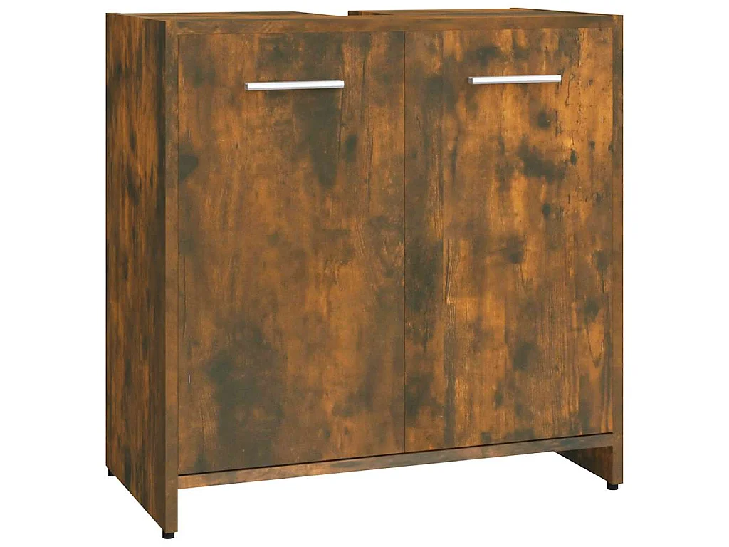 Badkamerkast 60x33x60 cm bewerkt hout gerookt eikenkleurig