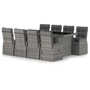 9-delige Tuinset met kussens poly rattan grijs 9-delige Tuinset met kussens poly rattan grijs